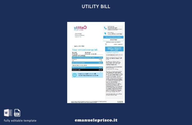 stile verificato Modello di bolletta delle utenze del Regno Unito Utilita Energy